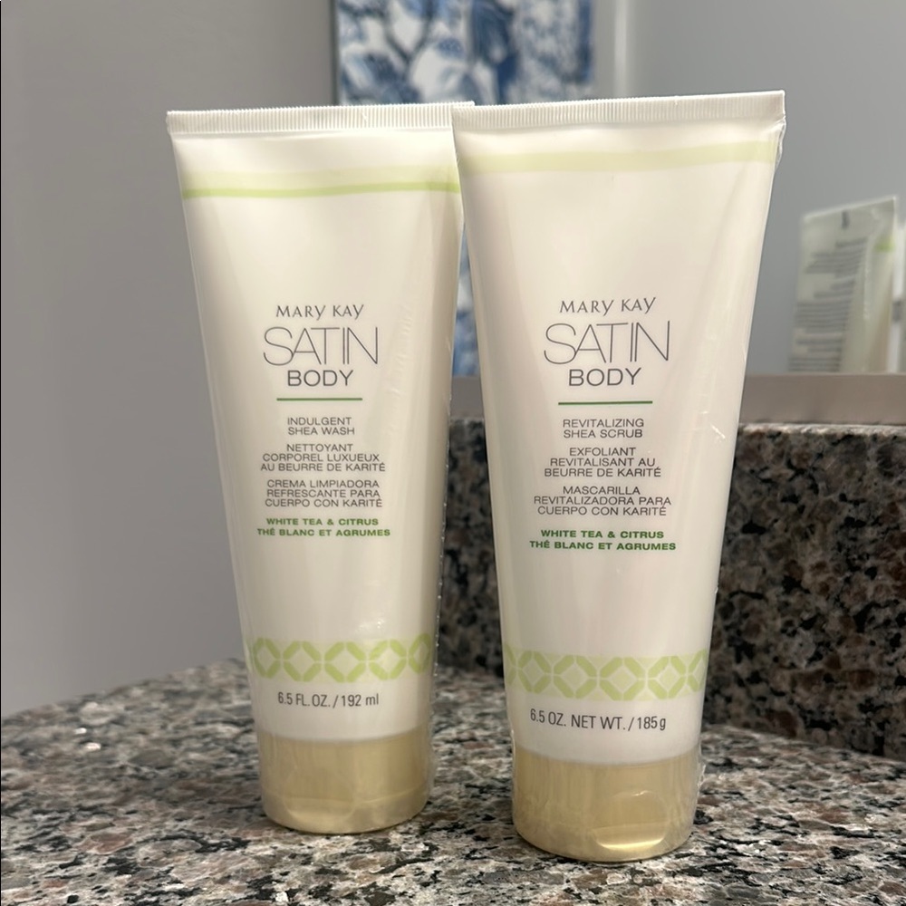 Mary Kay Satin Body Duo - White Tea & Citrus, Body scrub and body wash.